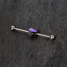 Load image into Gallery viewer, 14G Black Purple Witch Cauldron Halloween Industrial Barbell 38mm