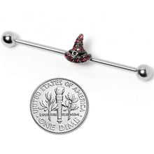 Load image into Gallery viewer, 14G Purple Gem Witch Hat Halloween Industrial Barbell 38mm