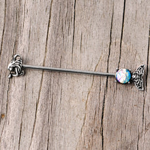 Load image into Gallery viewer, 14G Blue Mermaid Scale Tail Industrial Barbell 38mm