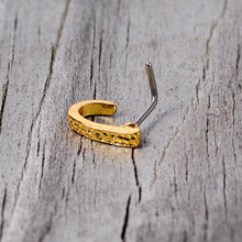 Load image into Gallery viewer, 20G 5/16 Gold Tone Dainty Dots Faux Hoop L Shaped Nose Ring