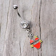 Load image into Gallery viewer, Clear Gem Red Itty Bitty Bikini Dangle Belly Ring