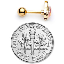 Load image into Gallery viewer, 16G 1/4 Pink Gem Gold Tone Tulip Flower Cartilage Tragus Earring