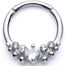 Load image into Gallery viewer, 16G 3/8 Clear CZ Gem Classy Circles Hinged Segment Ring