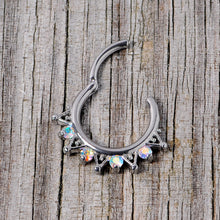 Load image into Gallery viewer, 16G 3/8 Aurora CZ Gem Triangles Septum Clicker