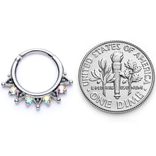 Load image into Gallery viewer, 16G 3/8 Aurora CZ Gem Triangles Septum Clicker