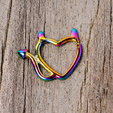 Load image into Gallery viewer, 16G 1/4 Rainbow Little Devil Halloween Heart Closure Ring
