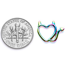 Load image into Gallery viewer, 16G 1/4 Rainbow Little Devil Halloween Heart Closure Ring