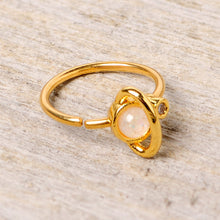 Load image into Gallery viewer, 20G 5/16 Clear Gem White Faux Opal Gold Tone Planet Nose Hoop