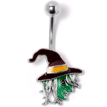 Load image into Gallery viewer, Ghastly Green Woods Witch Halloween Belly Ring