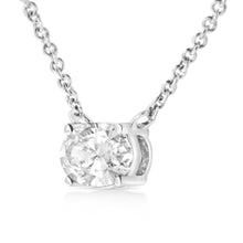 Load image into Gallery viewer, 14K White Gold 1/2 Cttw Lab Grown Oval Shape Solitaire Diamond East West 18" Pendant Necklace (E-F Color, VS1-VS2 Clarity)
