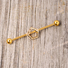 Load image into Gallery viewer, 14G Gold Tone Hollow Cupcake Industrial Barbell 38mm