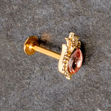 Load image into Gallery viewer, 16G 5/16 Pink Gem Gold Tone Tulip Flower Labret Monroe Tragus