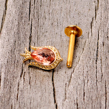 Load image into Gallery viewer, 16G 5/16 Pink Gem Gold Tone Tulip Flower Labret Monroe Tragus