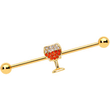 Load image into Gallery viewer, Orange Gem Gold Tone Holiday Wine Halloween Industrial Barbell 38mm