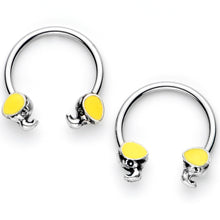 Load image into Gallery viewer, 14G 1/2 Yellow End Elephant Horseshoe Nipple Ring Set