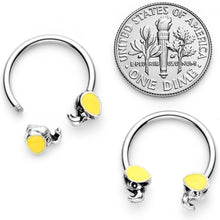 Load image into Gallery viewer, 14G 1/2 Yellow End Elephant Horseshoe Nipple Ring Set