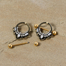 Load image into Gallery viewer, 14G 5/8 Clear Gem Gold Tone Filigree Nipple Shield Set