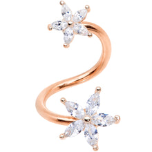 Load image into Gallery viewer, 14G Clear Gem Rose Gold Hue Star Flower Spiral Twister Belly Ring
