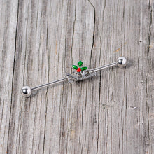 Load image into Gallery viewer, 14G Red Gem Noel Holiday Christmas Industrial Barbell 38mm