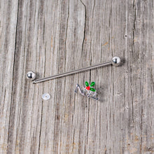 Load image into Gallery viewer, 14G Red Gem Noel Holiday Christmas Industrial Barbell 38mm