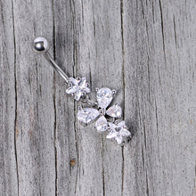 Load image into Gallery viewer, Clear Gem Star Bow Dangle Belly Ring