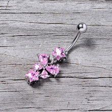 Load image into Gallery viewer, Pink Gem Star Bow Dangle Belly Ring