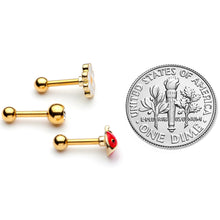 Load image into Gallery viewer, 16G 1/4 Clear Gem Gold Tone Ladybug Cartilage Tragus Set of 3