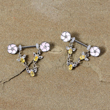 Load image into Gallery viewer, 14G 5/8 Yellow Clear Gem Bee Flower Dangle Nipple Ring Set