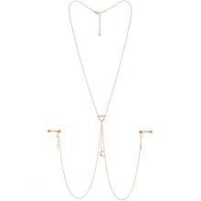 Load image into Gallery viewer, 14G 5/8 Clear Gem Gold Tone Heart Star Nipple Chain Necklace