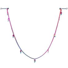 Load image into Gallery viewer, 14G 5/8 Clear Gem Rainbow Autumn Leaves Dangle Nipple Chain