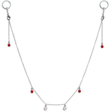 Load image into Gallery viewer, 14G 9/16 Clear Gem Ladybug BCR Captive Ring Dangle Nipple Chain