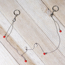 Load image into Gallery viewer, 14G 9/16 Clear Gem Ladybug BCR Captive Ring Dangle Nipple Chain