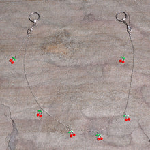 Load image into Gallery viewer, 14G 9/16 Clear Gem Red Cherry Captive Ring Dangle Nipple Chain