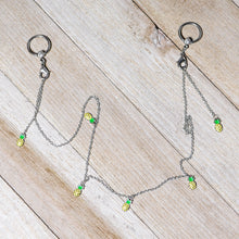 Load image into Gallery viewer, 14G 9/16 Clear Gem Pineapple BCR Captive Ring Dangle Nipple Chain