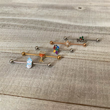 Load image into Gallery viewer, Orange Gem Gold Tone Holiday Wine Halloween Industrial Barbell 38mm