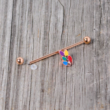 Load image into Gallery viewer, 14G Rose Gold Tone Christmas Lights Industrial Barbell 38mm