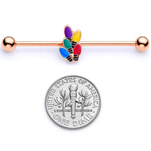 Load image into Gallery viewer, 14G Rose Gold Tone Christmas Lights Industrial Barbell 38mm