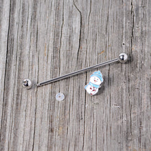 Load image into Gallery viewer, 14G Snowman Winter Holiday Industrial Barbell 38mm