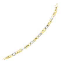 Load image into Gallery viewer, 14k Two-Tone Gold Long and Short Style Oval Link Bracelet