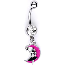 Load image into Gallery viewer, Pink Moon Witch Halloween Dangle Belly Ring