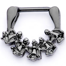 Load image into Gallery viewer, 16G 5/16 Black Scary Skeletons Halloween Septum Clicker