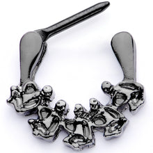 Load image into Gallery viewer, 16G 5/16 Black Scary Skeletons Halloween Septum Clicker