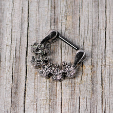 Load image into Gallery viewer, 16G 5/16 Black Scary Skeletons Halloween Septum Clicker
