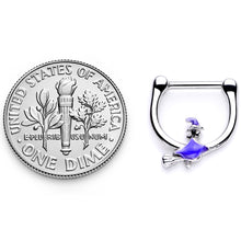 Load image into Gallery viewer, 16G 5/16 Blue Spooky Witch Halloween Septum Clicker
