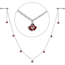 Load image into Gallery viewer, 14G 5/8 Red Monster Fang Halloween Dangle Nipple Chain