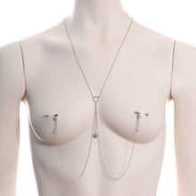 Load image into Gallery viewer, 14G 5/8 Pink Gem Sun Heart Star Nipple Chain Necklace