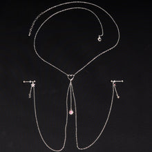 Load image into Gallery viewer, 14G 5/8 Pink Gem Sun Heart Star Nipple Chain Necklace