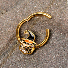 Load image into Gallery viewer, 16G 3/8 Gold Tone Witch Hat Cat Halloween Hinged Segment Ring