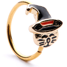 Load image into Gallery viewer, 20G 5/16 Gold Tone Black Witch Hat Cat Halloween Nose Hoop