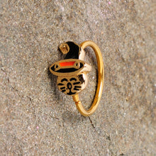 Load image into Gallery viewer, 20G 5/16 Gold Tone Black Witch Hat Cat Halloween Nose Hoop